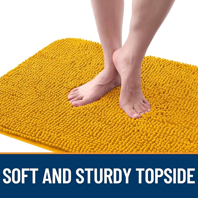 OLANLY Dog Door Mat for Muddy Paws 44x32, Absorbs Moisture and Dirt, Absorbent Non-Slip Washable Doormat, Quick Dry Chenille Mud Mat, Entry Indoor Entryway Carpet for Inside Floor, Golden Yellow