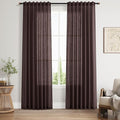 Coffee Brown Linen Curtains 84 Inch Length 2 Panels for Living Room Rod Pocket Back Tab Light Filtering Window Drapes for Bedroom Office Protect Privacy Modern Farmhouse Decor 52x84