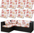 8Pcs Outdoor Cushion Covers, Patio Cushion Covers,Stretch Elastic Slipcovers, Replacement Washable & Reusable Furniture Protector for Patio Couch (Red Maple-Pattern,Cover Only)