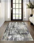 Latte&Fog 3x5 Entryway Rug, Vintage Washable Area Rug, Boho Non Slip Low Pile Throw Carpet for Indoor Bedroom Bedside, Kitchen, Entry and Living Room - Black Gold