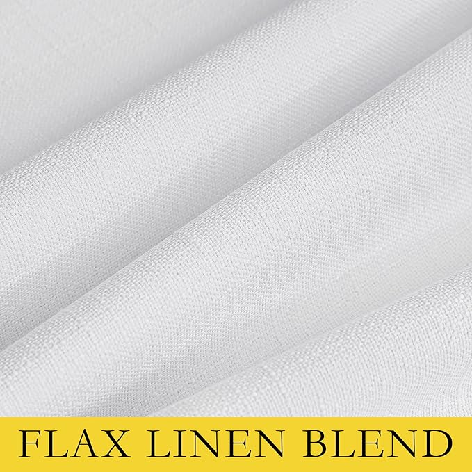 NICETOWN 100% Absolutely Blackout Linen Curtains with Thermal Insulated White Liner, White, W62, 2 Pieces, Noise Reducing Textured Linen Look Curtains for Windows 108 inch Length for Classroom