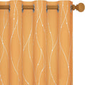 Deconovo Grommet Blackout Curtains for Home Decoration, 54 Inch Long, Set of 2 - Window Curtain Panels, Wave Line and Dots Pattern (52 x 54 Inch, Orange Flame, Set of 2)