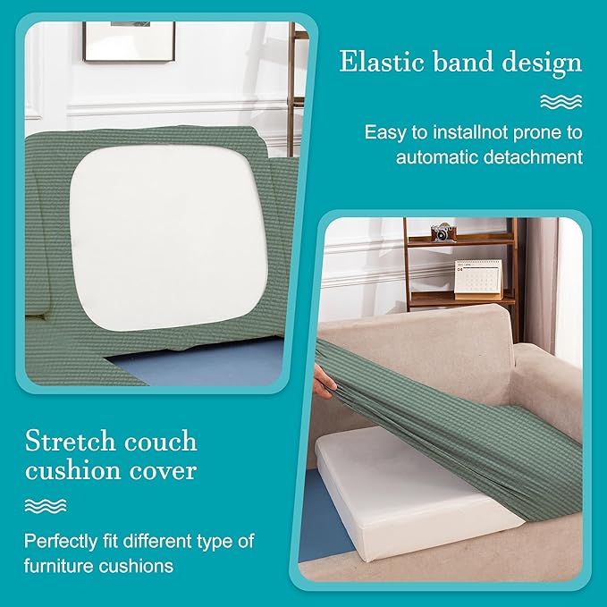 14Pcs Stretch Patio Cushion Covers,Outdoor Couch Covers Replacement,Outdoor Couch & Sofa Slipcovers,for Patio Furniture Cushion Covers,Washable Reusable Furniture Protector (Cyan,Cover Only)