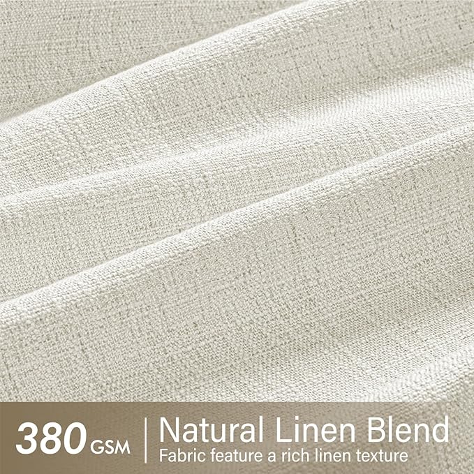 MIULEE Pinch Pleated Thick Linen Curtains 102 Inches Long 2 Panels for Living Room Bedroom, Linen Texture Pleat Drapes Memory Trained Light Filtering Neutral Ivory Cream Farmhouse Window Curtains