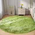 Goolela Lime Green Circle Rug 6ft Fluffy Fuzzy Round Faux Fur Sheepskin Carpet for Bedroom Playroom Bedside Soft Shaggy Washable