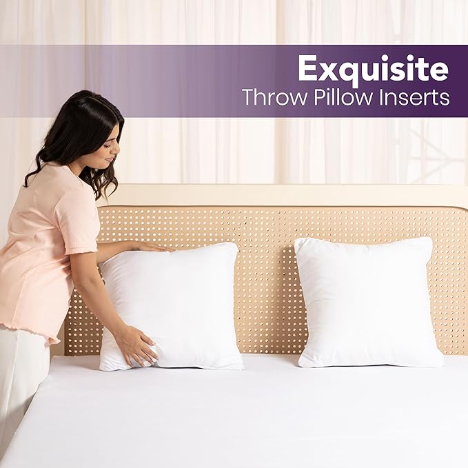 Utopia Bedding 24x24 Pillow Inserts, Set of 2, White – Indoor Decorative Throw Pillows for Bed, Sofa & Couch – Soft, Supportive & Fluffy Cushion Inserts