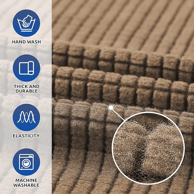 KEKUOU Stretch Oversized Sofa Slipcover 1 Piece Couch Sofa Cover (94"-110") Furniture Protector 4 Seater Sofa with Elastic Bottom for Kids,Pet.Jacquard Checked Pattern Fabric(X Large,Camel)