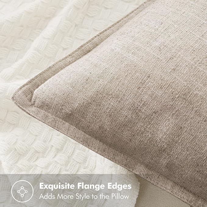 MIULEE Decorative Linen Pillow Covers 18x18 Inch Natural Linen Boho Farmhouse Neutral Couch Throw Pillows for Bed Pack of 2 Accent Modern Pillowcase Sofa Livingroom Home Decor