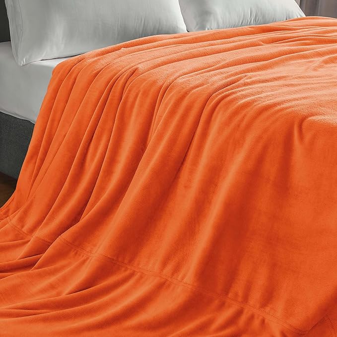 BEDELITE Big Fleece Blanket - 120" x 120" (10' x 10'), Super Soft Fluffy Fuzzy Oversized King Blanket for Bed, Couch, Sofa, Camping, Fits Whole Family, Orange