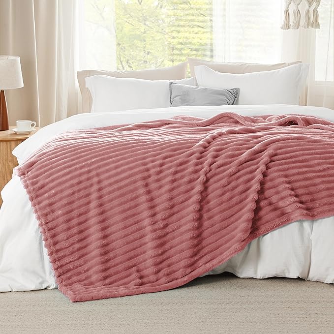 Bedsure GentleSoft Dusty Pink Fleece King Blanket for Couch - Super Soft Cozy Blankets for Women, Cute Small Blanket for Girls, 108x90 Inches