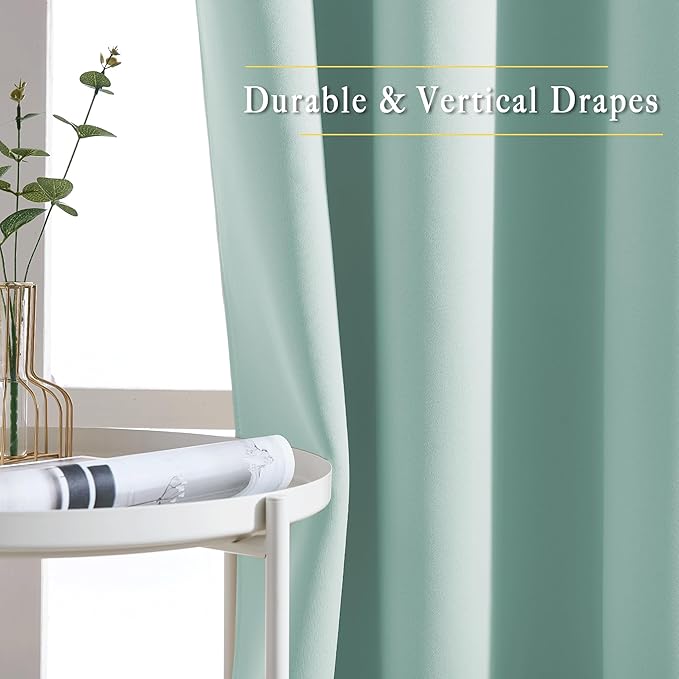 NICETOWN Aqua Blue Curtains 102 inches Long, Grommet Thermal Insulated Solid Blackout Curtains Privacy Window Treatments for Bedroom/Living Room, W46 x L102, 2 Panels