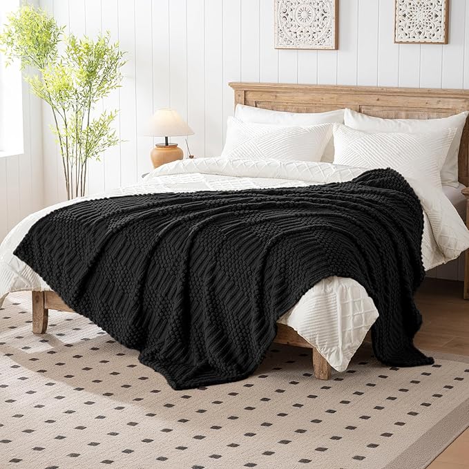 90x104 Inch Black King Size Blanket - Soft & Fluffy Fleece, Neutral Tan Color, Cute & Aesthetic, Perfect for Sofa, Couch, Bed, Living Room & Bedroom, All-Season Use, Plush & Cozy Decorative Blanket