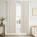 Guken Cream 100% Blackout Linen Curtains 80 Inch Length 2 Panels Set for Living Room Bedroom Back Tab Thermal Insulated Black Out Drapes Room Darkening Farmhouse Style Window Curtains 52x80