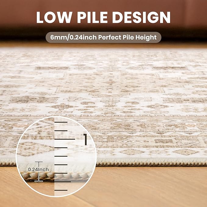 zesthome Runner Rug 2x5 - Stain Resistant Machine Washable Rug, Non Slip Vintage Hallway Runner Rugs, Low Pile Lightweight Runners for Kitchen, Entryway and Corridor