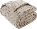 50x70 Inch Waffle Brown Throw Blanket -Fluffy Fleece, Neutral Tan Color, Cute & Aesthetic, Perfect for Sofa, Couch, Chair, Bed, Living Room & Bedroom, All-Season Use, Plush & Cozy Decorative Blanket