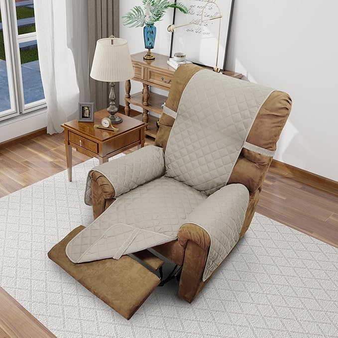 Recliner Chair Covers Reversible Sofa Cover Couch Cover for Pets Lazy Boy Furniture Protector(28''Recliner,Beige/Beige)