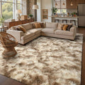 8x10 Ft Extra Large Shag Rugs for Living Room, Tie Dyed Ultra Soft Fluffy Furry Area Rugs for Bedroom Indoor Floor, Aesthetic Carpet for Kids Home Decor (Khaki)