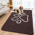 Smiry Dog Door Mat for Muddy Paws, Absorbent Dirt Trapper Non Slip Quick Dry Washable Chenille Mat for Mud Dogs, Entry Rug for Indoor and Outdoor (59x32 Inches, Brown and White)