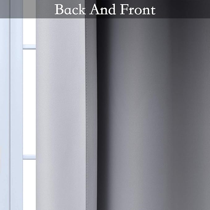 SimpleHome Ombre Room Darkening Curtains for Living Room, Light Blocking Gradient Black to Grey White Thick Thermal Insulated Grommet Window Curtains/Drapes for Bedroom, 2 Panels, 52x72 inches Length
