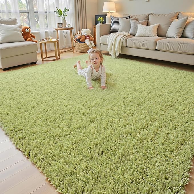 Rugs for Living Room 6x9, Alfombras para Salas Shag Large Plush Soft Area Rug, Shaggy Carpets for Bedroom, Kids Boys Girls Home Decor Aesthetic(Grass Green, 6x9 Feet)
