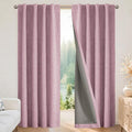 Joydeco Blackout Curtains for Bedroom - 100% Light Blocking 2 Panels Set Pink Drapes 42" W x 108" L, Thermal Insulated Room Darkening Curtains, Linen Textured for Living Room, Rod Pocket & Back Tabs