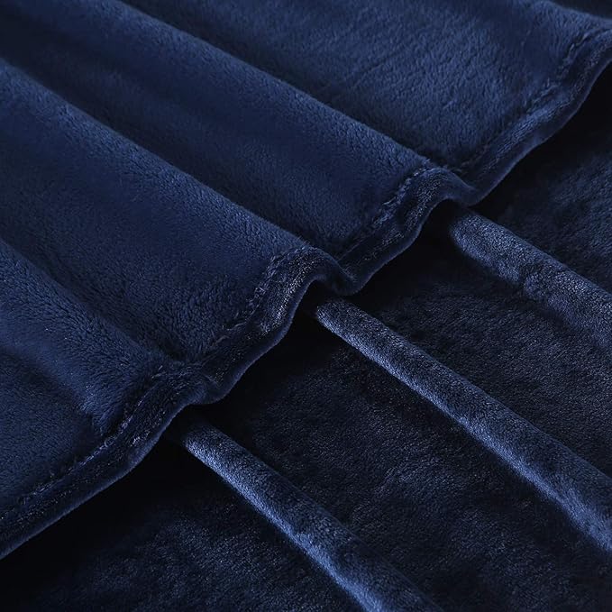 TASTHROW Large Flannel Fleece Throw Blanket, 50×70 Inch - Cozy Lightweight Thick Blanket - All Seasons Suitable for Women, Men and Kids (Navy)
