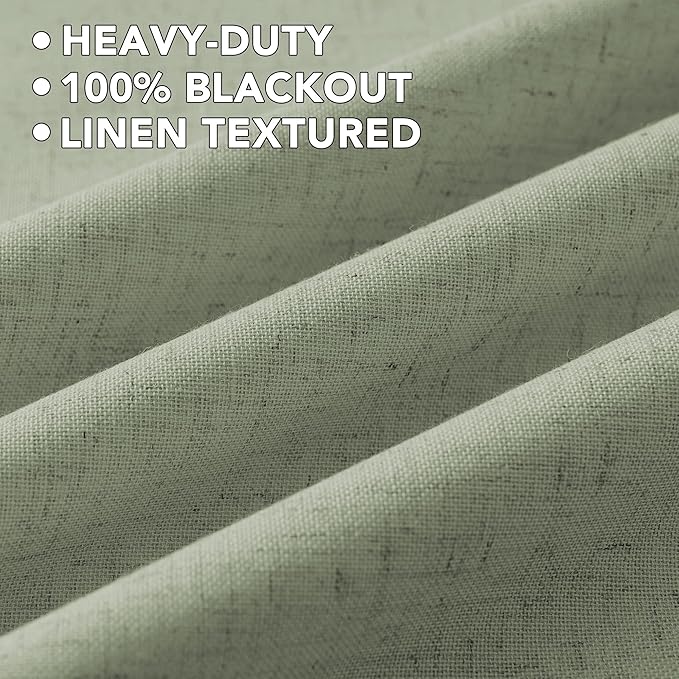 H.VERSAILTEX Linen Curtains 100% Blackout Curtains for Bedroom 102 inch Long Full Light Blocking Nature Linen Blended Window Curtains for Living Room Nickel Grommet (2 Panels, Heathered Tea)