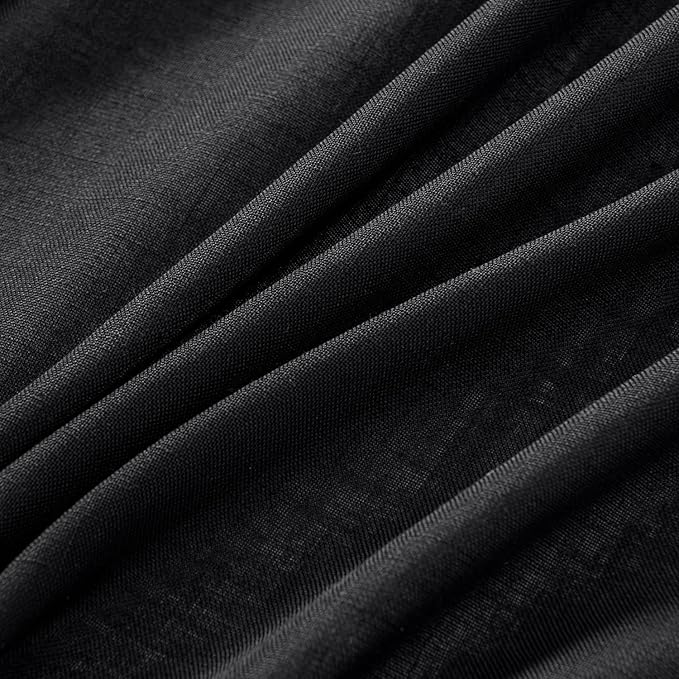 MIULEE Black Linen Curtains 90 Inch Length 2 Panels for Bedroom Living Room, Soft Thick Linen Textured Back Tab Window Drapes Semi Sheer Light Filtering Rod Pocket Modern Farmhouse Halloween Decor
