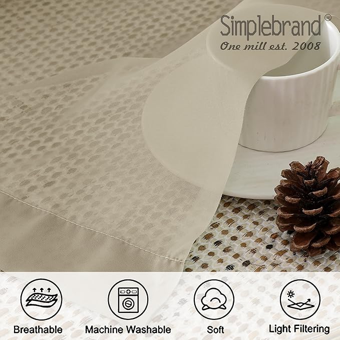Simplebrand Taupe Sheer Curtains 84 Inches Long 2 Panels, Light Filtering Rod Pocket Solid Color Kakhi Taupe Brown Elegant Window Sheer Curtains & Drapes for Living Room, Bedroom (42" W x 84" L)