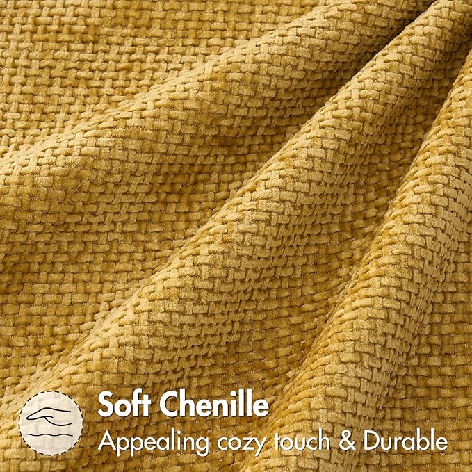 MIULEE Pack of 2 Couch Throw Pillow Covers 18x18 Inch Neutral Gold Modern Boho Accent Decorative Pillow Covers Soft Chenille Farmhouse Cushion Covers for Home Decor Bed Sofa Living Room