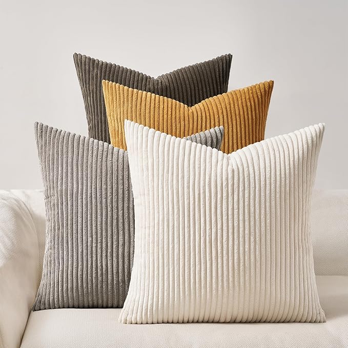 Topfinel Decorative Brown Throw Pillow Covers Cushion Cases, Set of 4 Soft Velvet Modern Double-Sided Designs, Rustic Fall Home Decor, Pillow Inserts Not Included 18x18 inch