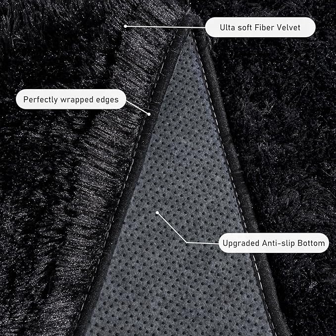 Rugs for Living Room 5x7, Soft Shaggy Modern Shag Black Area Rug for Bedroom, Upgrade Non-Slip Plush Fluffy Carpet for Kids Boys Girls Room Home Decor Aesthetic