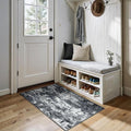 Washable Area Rugs 3x4 Non-Slip Modern Abstract Soft for Living Room Entryway Bedroom Nursery, Print Pattern, Black Navy Blue Gray