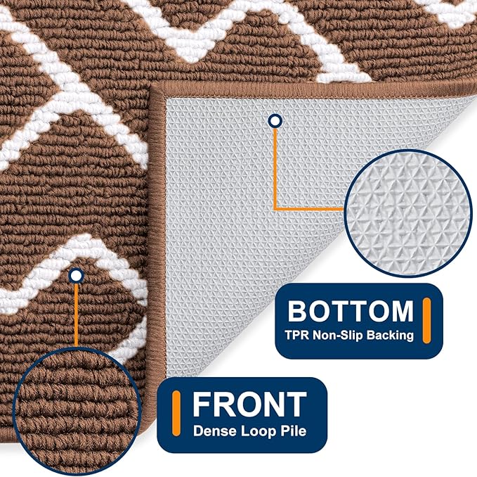 OLANLY Front Door Mat, Non-Slip Rubber Backing, Dirt Resistant and Absorbent, Washable, Easy to Clean Low-Profile Indoor Doormat for Back Door, Entryway, Inside Entrance, 32x20, Coffee