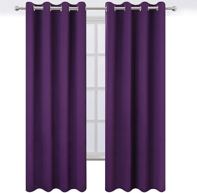 LEMOMO Blackout Curtains 66 x 84 inch/Purple Curtains Set of 2 Panels/Thermal Insulated Room Darkening Bedroom Curtains