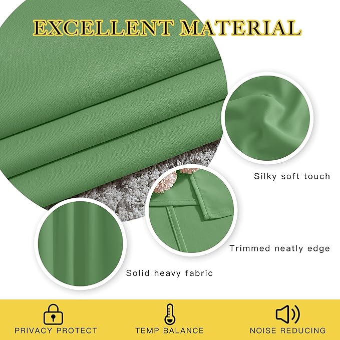 NICETOWN Forest Green Blackout Curtains Grommet - Thermal Insulated Solid Grommet Blackout Curtains/Panels/Drapes for Bedroom (2-Pack, 52 by 45-Inch)
