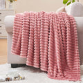 BEDELITE Fleece Blanket Twin Size – 3D Ribbed Jacquard Soft and Warm Decorative Fuzzy Blankets – Cozy, Fluffy, Plush Lightweight Throw Blankets for Couch, Bed, Sofa(Pink, 60x80 inches)