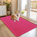 OLANLY Dog Door Mat for Muddy Paws 45x27, Absorbs Moisture and Dirt, Absorbent Non-Slip Washable Doormat, Quick Dry Chenille Mud Mat for Dogs, Entry Indoor Entryway Carpet for Inside Floor, Hot Pink