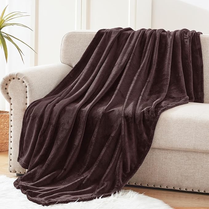 Exclusivo Mezcla Fleece Throw XL Blanket for Couch, Sofa, Super Soft and Warm Coffee Blankets, All Season, Cozy, Plush, Lightweight, 50x70 Inches