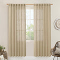 LAMIT Light Filtering Linen Curtains 78 inch for Bedroom, Faux Linen Textured Semi Sheer Back Tab and Rod Pocket Boho Modern Drapes for Living Room/Farmhouse, Brown, 2 Panels, 52 x 78 Inch
