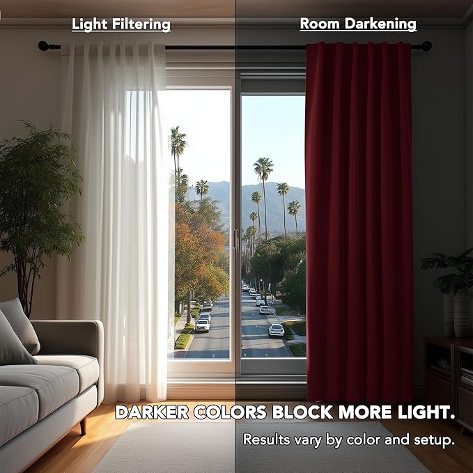 Deconovo Blackout Curtains, Thermal Insulated, W70 x L63 2 Panels, Back Tab, Machine Washable, Room-Darkening Drapes for Bedroom/Living Room Burgundy Red