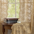 YJ YANJUN Vintage Lace Curtains 84 Inches Long-Victorian Floral Pattern Taupe Sheer Curtain Panels for Living Room Bedroom, Retro Boho Farmhouse Earth Tone Home Decor 2 Panels 52W x 84L Dark Tan