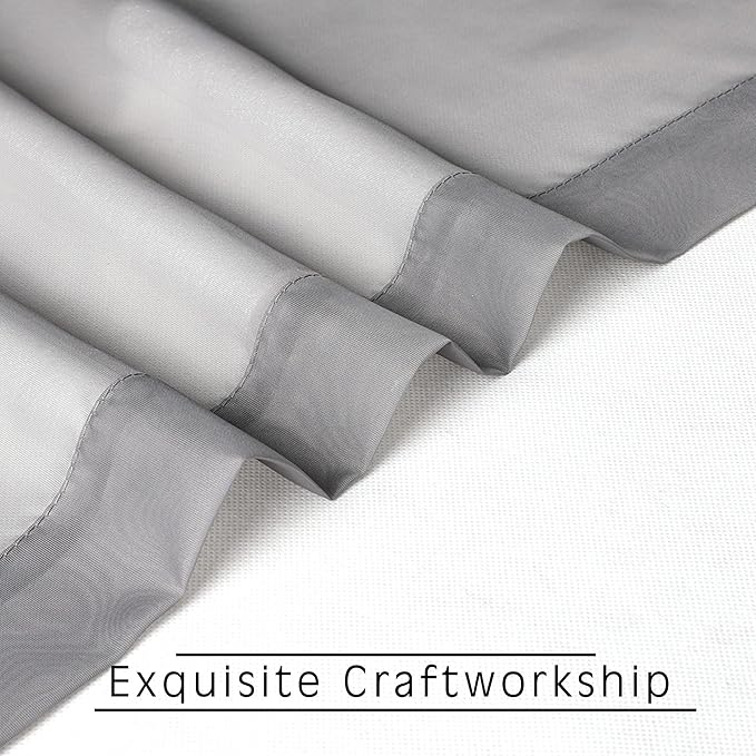 OVZME 2 Panels Sheer Curtains 63 Inches Long Rod Pocket Light Weight Soft Voile Drapes Curtains for Basement Bathroom Bedroom Living Room, Each is 42W x 63L