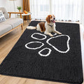 Smiry Dog Door Mat for Muddy Paws, Absorbent Dirt Trapper Non Slip Quick Dry Washable Chenille Mat for Mud Dogs, Entry Rug for Indoor and Outdoor (70x32 Inches, Black and White)