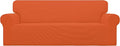 Easy-Going Stretch Sofa Slipcover 1-Piece Sofa Cover Furniture Protector Couch Soft with Elastic Bottom for Kids, Polyester Spandex Jacquard Fabric Small Checks (Sofa, Orange)