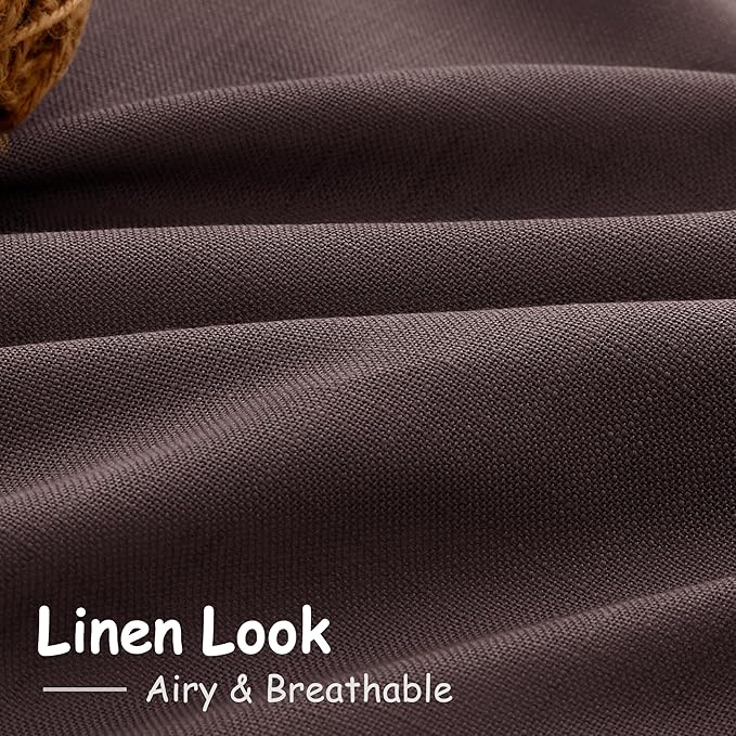 Coffee Brown Linen Curtains for Living Room 94 Inches Long Light Filtering Semi Sheer Curtain Back Tab Rod Pocket Luxury Modern Rustic Home Decor Neutral Drapes for Bedroom Dinner Room 52x94, 2 Panels