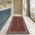 Boho 2x5 Small Kitchen Runners Rugs Non Slip - Washable Soft Area Rugs for Bedroom, Floral Non Skid Runner Carpet for Bathroom, Laundry Room, Hallway, Entryway (Dark Red)