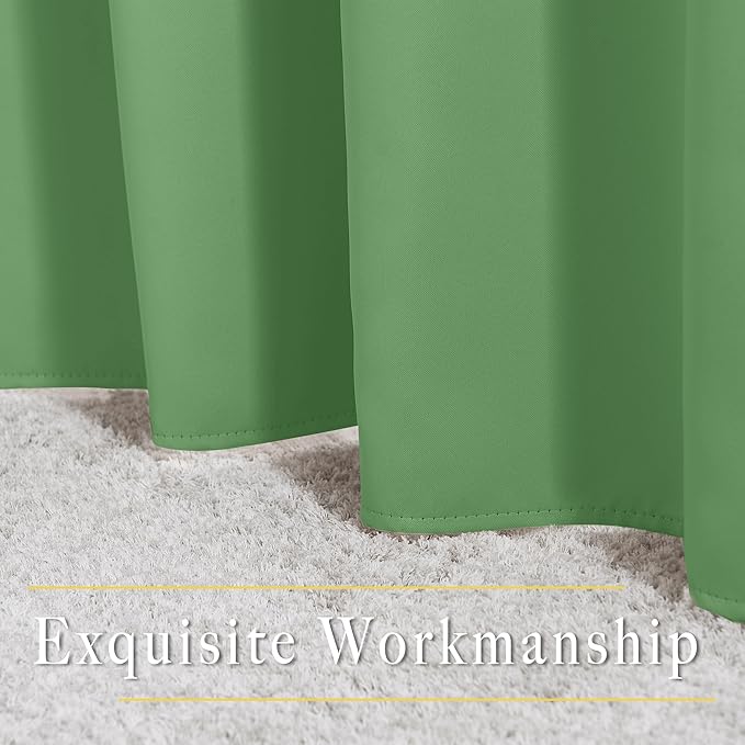 NICETOWN Bedroom Blackout Curtains and Drapes - Window Treatment Thermal Insulated Solid Grommet Blackout Draperies for Bedroom (Set of 2 Panels, 52 by 63 Inch, Forest Green)