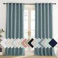 NICETOWN 100% Absolutely Blackout Linen Curtains with Thermal Insulated Liner, Skylark Blue, 62" Wide, 102" Length Energy Saving Curtains for Living Room 2 Panels Set, Vertical Blinds