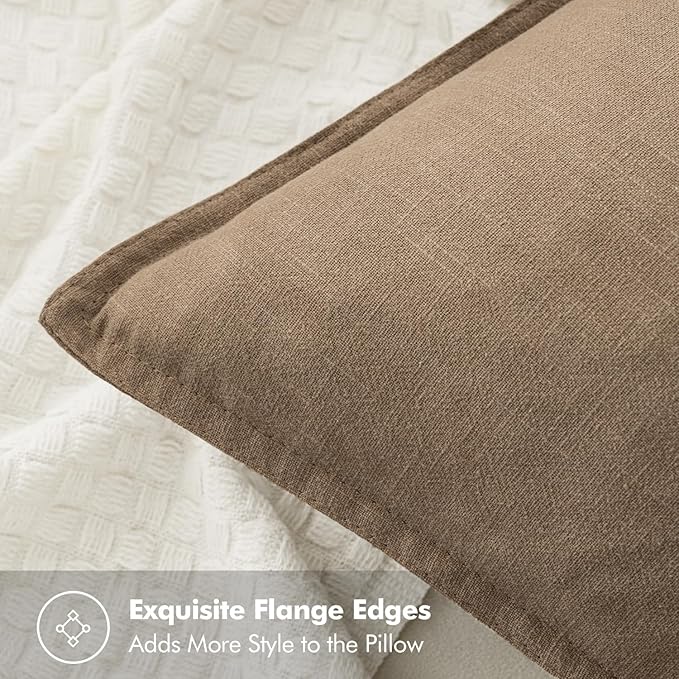MIULEE Decorative Linen Pillow Covers 20x20 Inch Khaki Boho Farmhouse Neutral Winter Couch Throw Pillows for Bed Pack of 2 Accent Modern Pillowcase Sofa Livingroom Home Decor